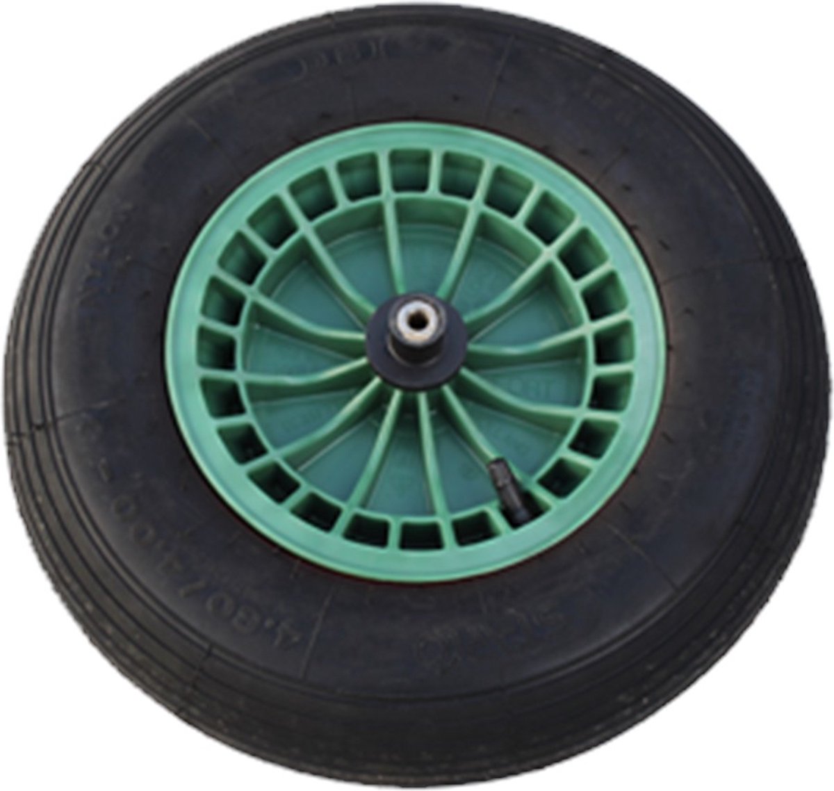 FORT 2PLy Kruiwagenwiel 400x100mm, Kunststof Velg, Kleur Groen, Luchtband