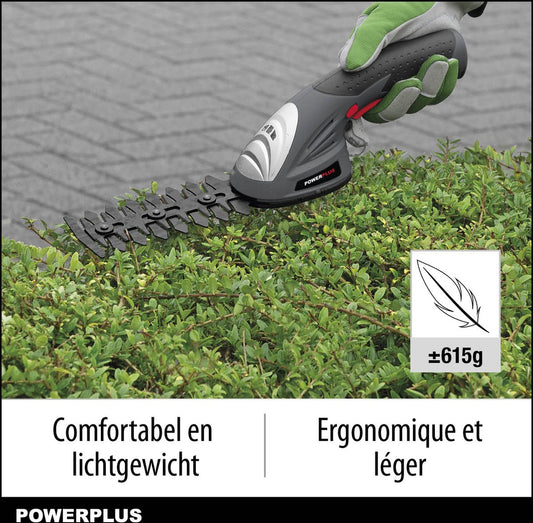 Powerplus POWEG4500 Gras-/Heggenschaar Accu - 7.2V - Snoeien En Knippen - Zwaardlengte 83/120mm - Mesafstand 8mm - Incl. 1,5Ah Accu En Lader - Haagschaar Voor Tuinonderhoud