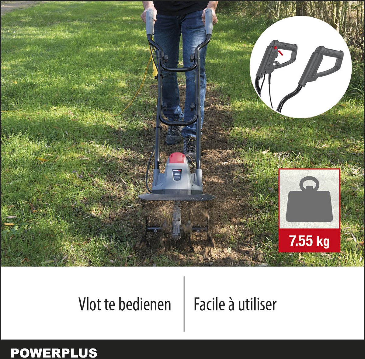 Powerplus POWEG7010 Tuinfrees - 1050W - Werkbreedte 320mm - Werkdiepte Max. 220mm - Incl. 4 Messen