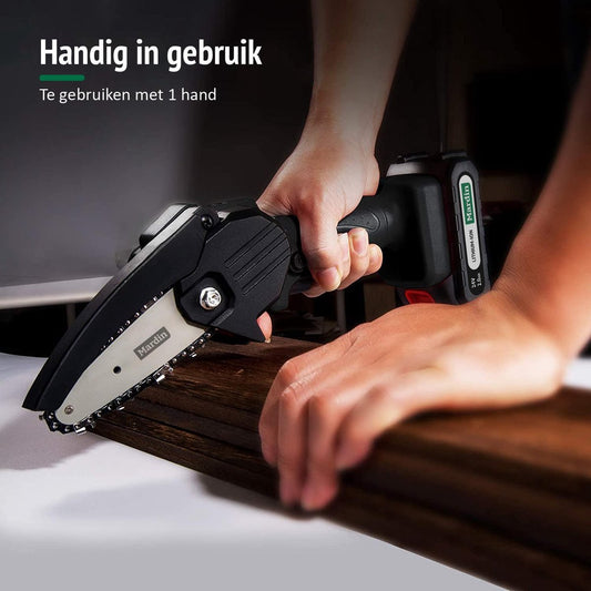 Mardin Mini Kettingzaag - Snoeizaag - Kettingzaag - Kettingzaag Electrisch Met 2 Accu - Inclusief Koffer - 1 Extra Accu - Zwart