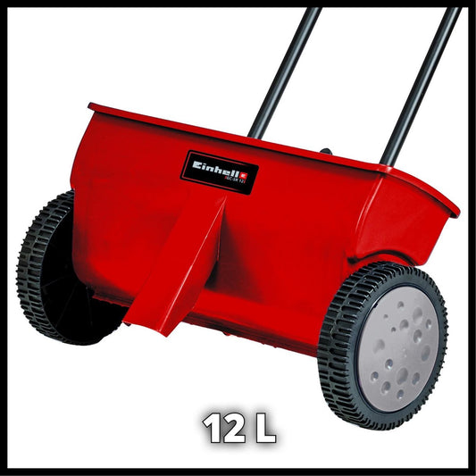Einhell Strooiwagen GC-SR 12 (12 L - 45 Cm Strooibreedte - Dubbele Duwstang - Kliksluiting Aan Beide Zijden - Verstelhendel - Corrosiebestendige Rol - Behuizing Van Breukvast Kunststof)