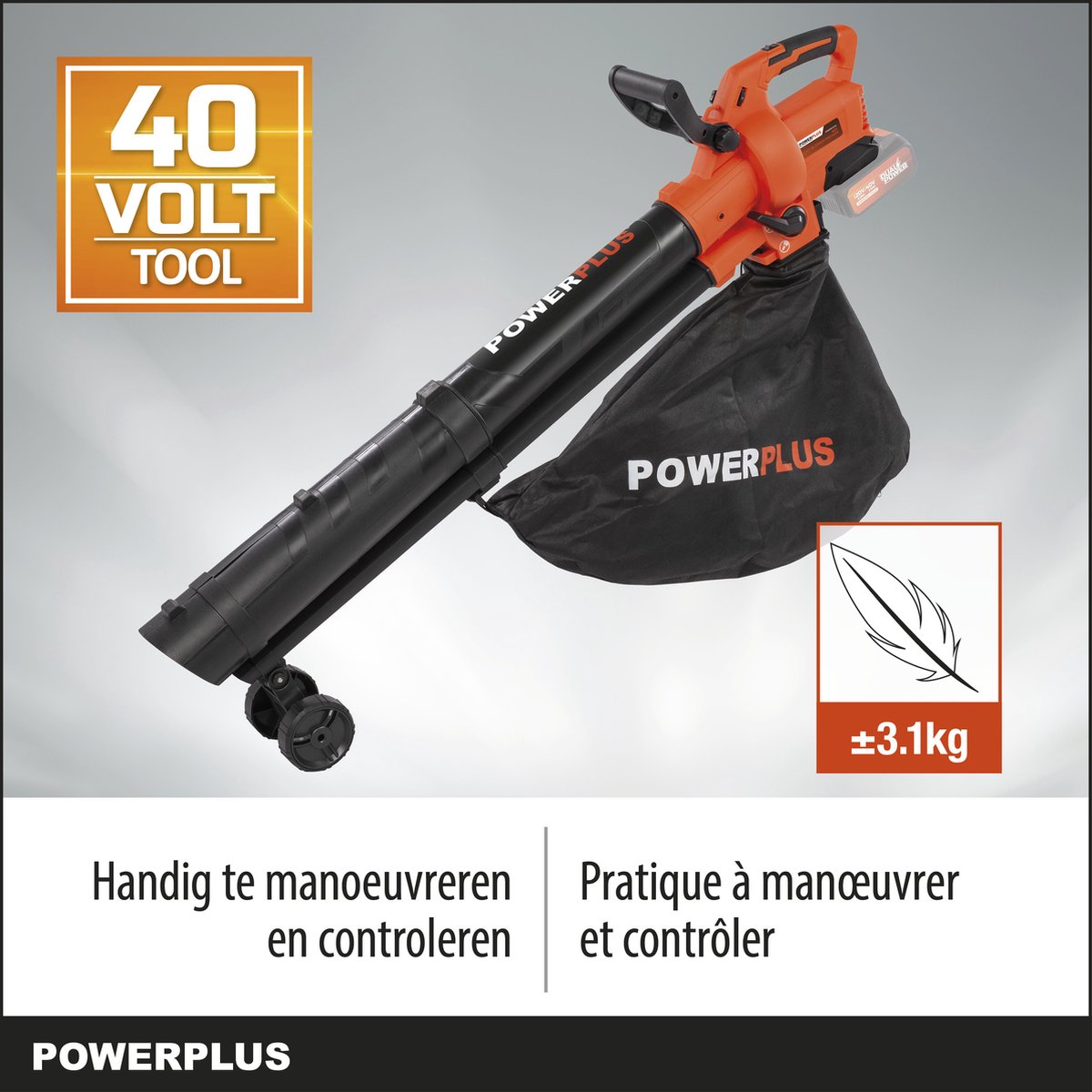 Powerplus Dual Power POWDPG75270 Bladblazer - Bladzuiger En -versnipperaar - Brushless - Blazen - Zuigen - Versnipperen - Excl. Accu En Lader - Incl. Opvangzak 45L