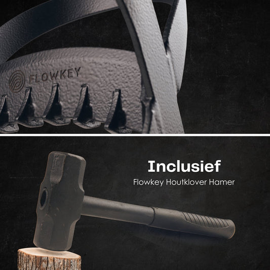 Flowkey® Houtklover - Houtsplijter Bijl - Houtkliever Kloofwig Gietijzer - Voor Hout & Aanmaakhout - Inclusief Gratis Hamer