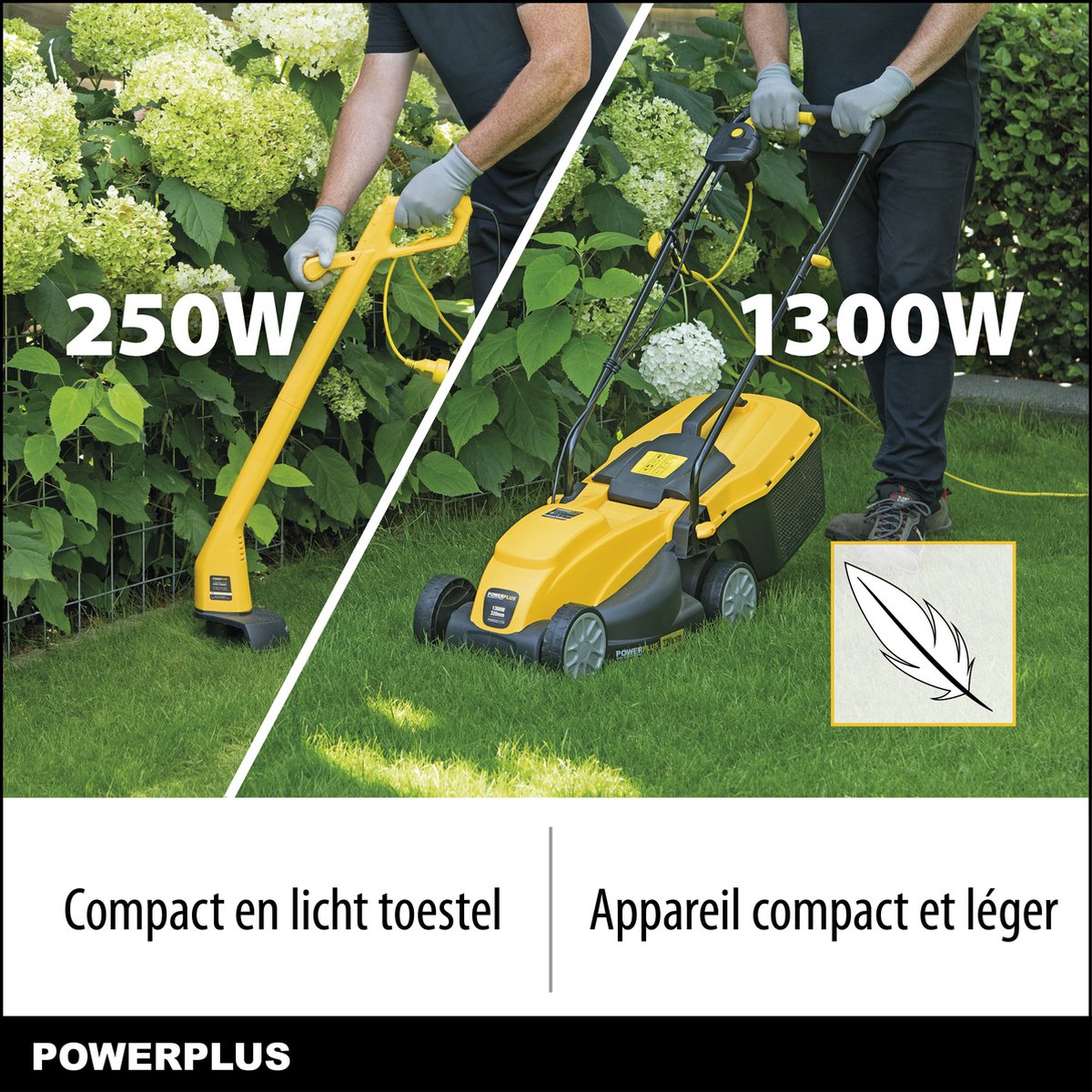 Powerplus POWXG6212T Elektrische Grasmaaier - Grasmachine Voor Kleine En Middelgrote Tuin - 1300W - Maaibreedte 320mm - Verstelbare Maaihoogte - 30L Opvangbak - Incl. Grastrimmer 250W