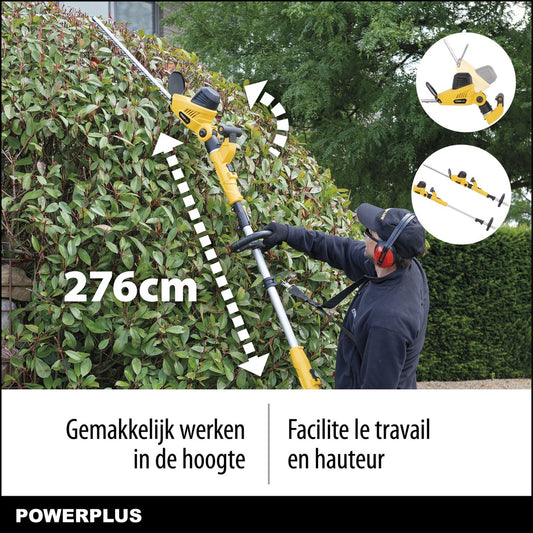 Powerplus POWXG2043 Elektrische Heggenschaar - 750W - Snoeien En Knippen - Zwaardlengte 570mm - Mesafstand 24mm - Telescopisch - Draaibaar Handvat - Haagschaar Voor Tuinonderhoud