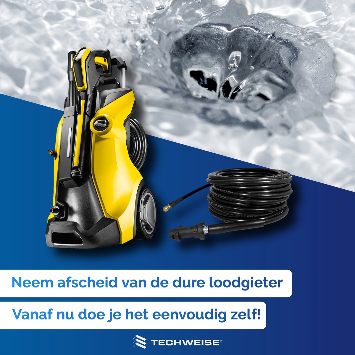 Techweise - Rioolslang Voor Kärcher K2 T/m K7 - 15M - Met Voorwaartse Hogedruksproeiers