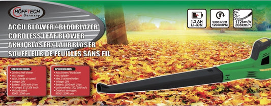 Hofftech Draadloze Bladblazer Met Accu - 20 V 1300 Mah
