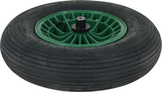 FORT 2PLy Kruiwagenwiel 400x100mm, Kunststof Velg, Kleur Groen, Luchtband