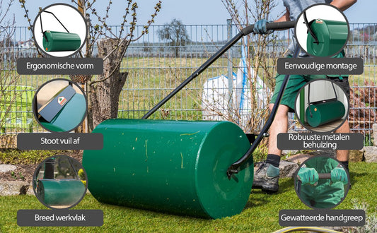Gardebruk Tuinwals 60cm - 50L Vulvolume Staaltrommel - Groen