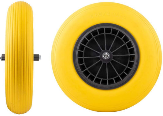 Merkloos Kruiwagenwiel Anti Lek - 4.80/4.00-8 - Massief PU Band - Lekvrij Wiel Met 130mm As - Kruiwagenband 4.80/400 Voor Kruiwagen