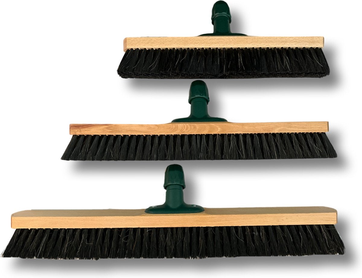 MAUS Classic Bezem Binnen 50cm - Zachte Paardenhaar Zaalveger Van Hout Met Steel - Made In EU -zeer Robuust