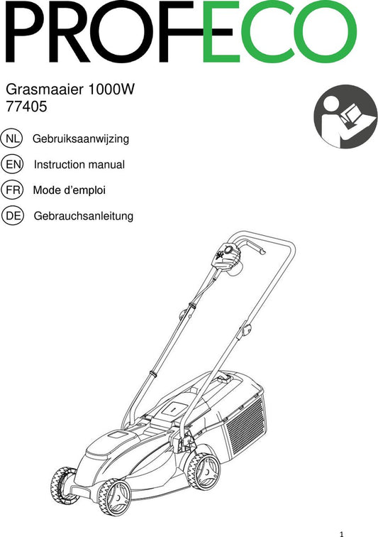 Profeco Elektrische Grasmaaier 1000W - Grasmaaimachine Met 320mm Maaibreedte En Instelbare Maaihoogte - Incl. 30 Liter Opvangbak