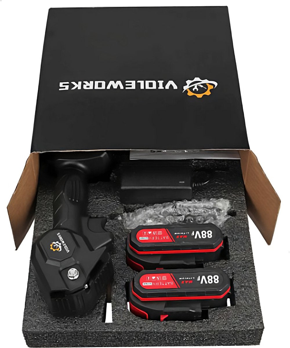 Violeworks® Accu Kettingzaag - Snoeizaag - Mini Kettingzaag - Handkettingzaag - Ook Voor Makita - Elektrische Kettingzaag - Elektrische Snoeischaar - Op Batterij - 2900 MAh - 1080W - 88V