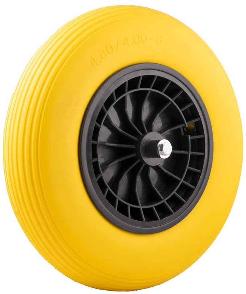 Merkloos Kruiwagenwiel Anti Lek - 4.80/4.00-8 - Massief PU Band - Lekvrij Wiel Met 130mm As - Kruiwagenband 4.80/400 Voor Kruiwagen