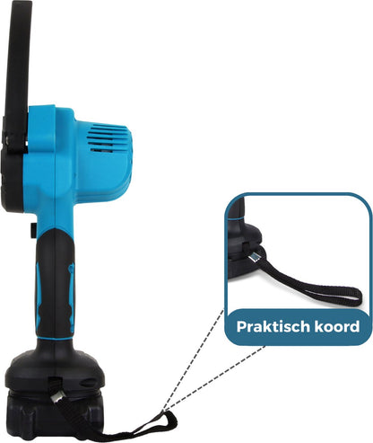 NovarGarden® Mini Kettingzaag NG1 - Met 2x Accu - Takkenzaag - Snoeizaag - Electrisch - Handzaag - Boomzaag - 21V