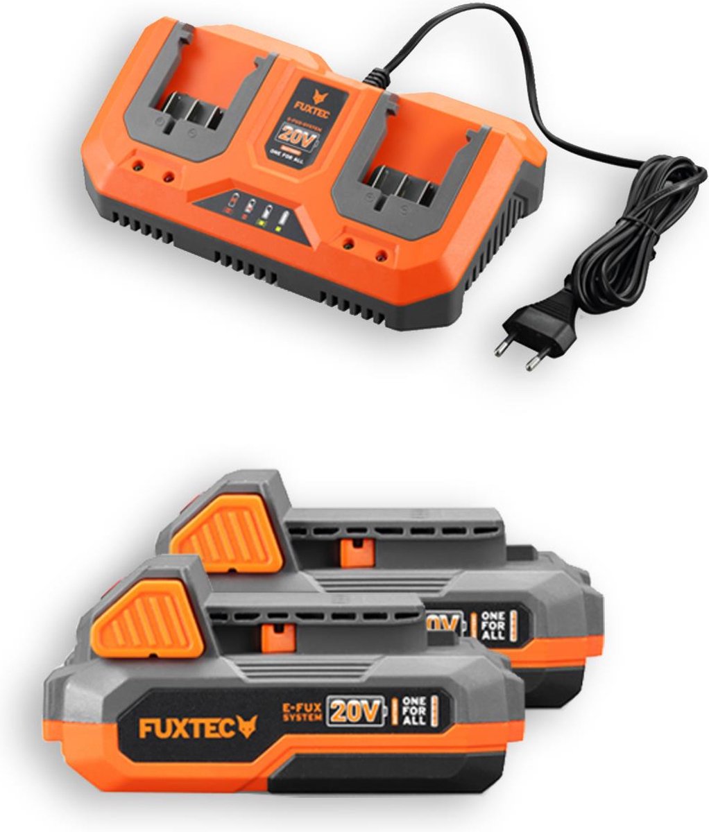  FUXTEC Grasmaaier Accu 40V (2x 20V) - Set Met Batterij (2x 2Ah) En Lader (2.4A Dubbellader)