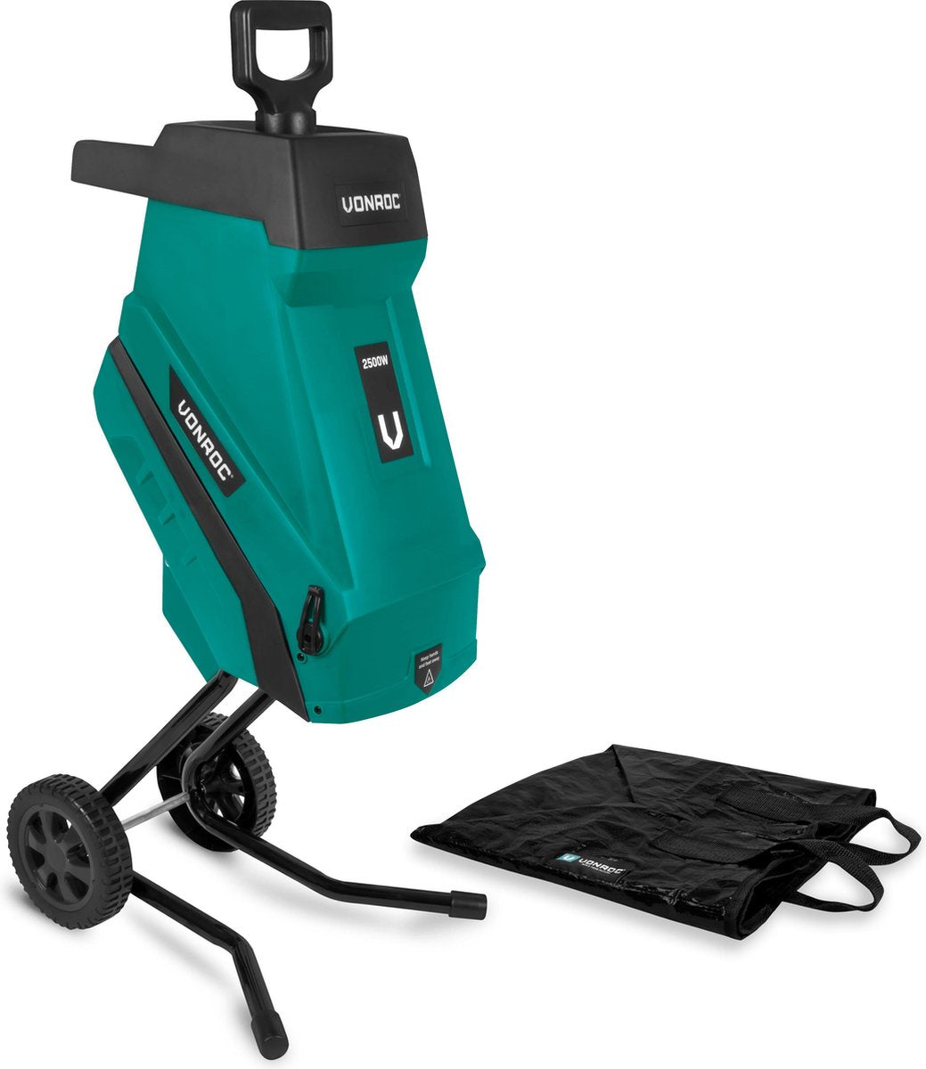  VONROC Hakselaar/Shredder 2500W – Voor Takken Tot Ø45mm – Incl. 45L Opvangzak &amp; Duwstok
