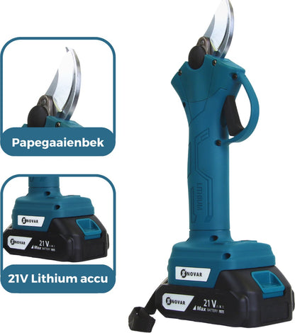  NovarGarden® Elektrische Snoeischaar NG1 - 2x Accu - Elektrisch - Takkenschaar - Op Batterij - 28mm