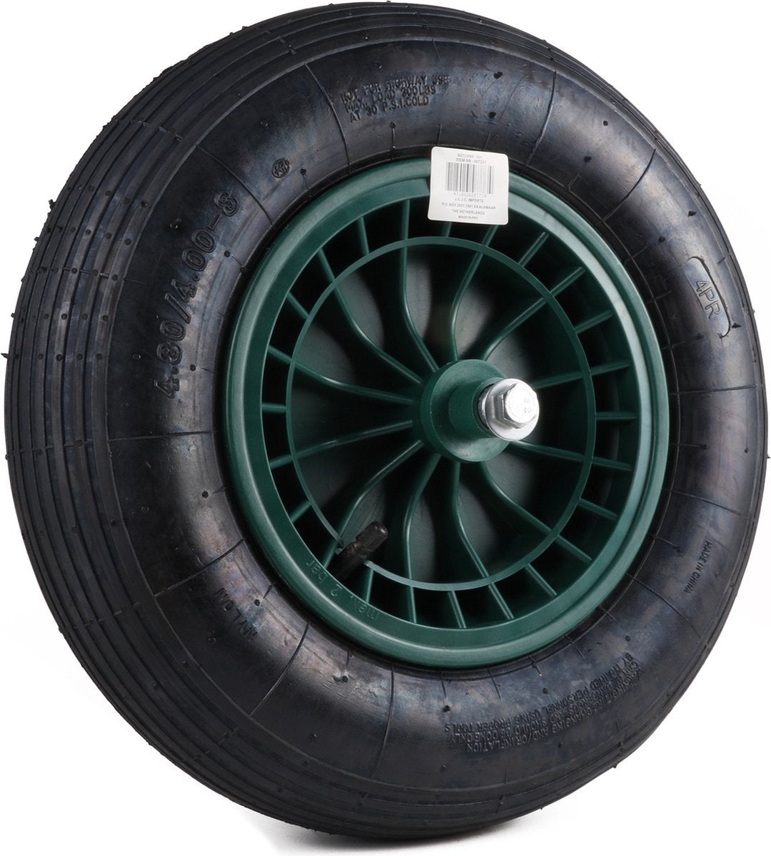  Kruiwagen Wiel 4.00 - 8 Luchtband Lijnprofiel - Asdiameter 20mm