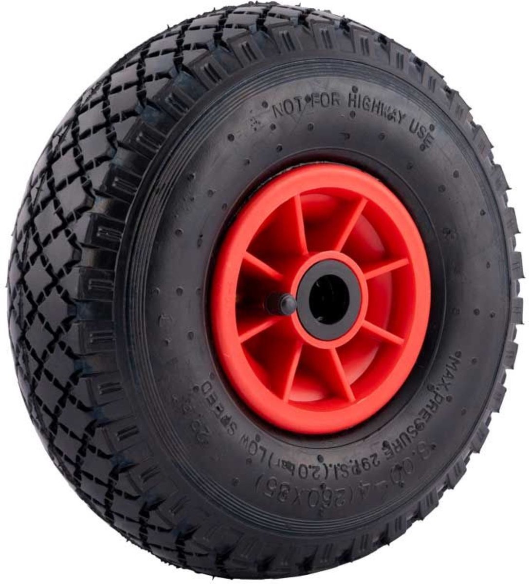 Benson Bolderkarwiel Steekwagenwiel Met Luchtband 3.00-4 | Asgatdiameter 20mm Rollager | Hoogte Wiel 26cm