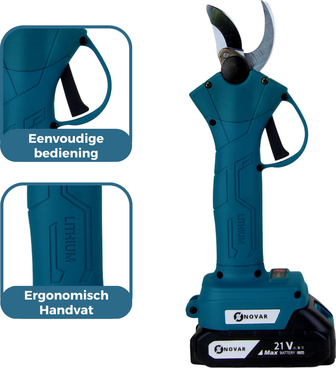 NovarGarden® Elektrische Snoeischaar NG1 - 2x Accu - Elektrisch - Takkenschaar - Op Batterij - 28mm