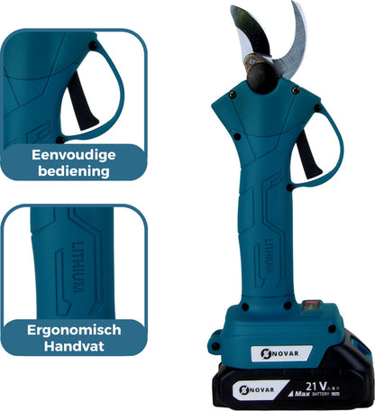 NovarGarden® Elektrische Snoeischaar NG1 - 2x Accu - Elektrisch - Takkenschaar - Op Batterij - 28mm