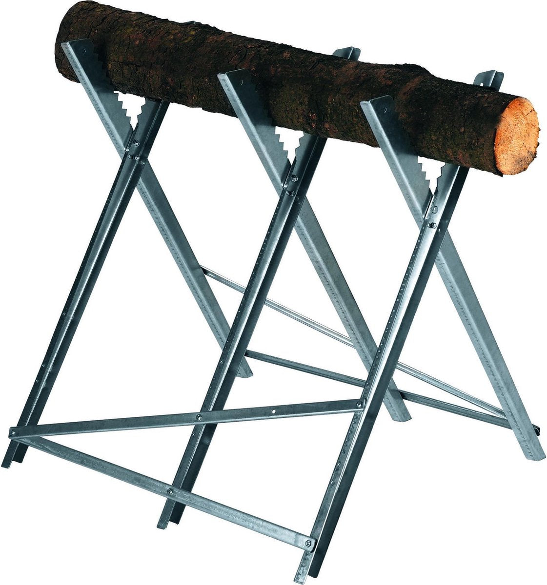 Einhell-kettingzaagstandaard (max. 150 Kg - Verzinkte Metalen Hoekprofielen - Extra Dwarsbalken - Tanden Voorkomen Verdraaiing Van Het Hout - 3 Werkhoogtes - Inklapbaar)