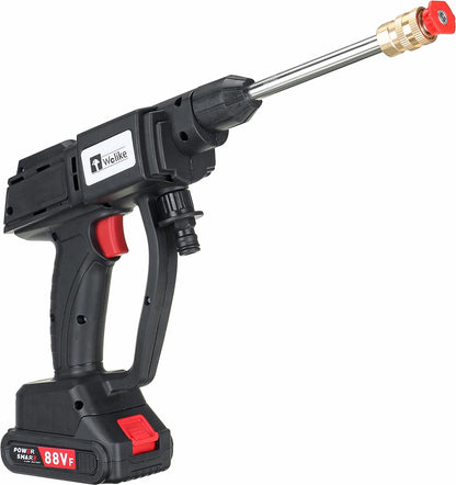 Merkloos Elektrische Accu-Hogedrukreiniger - 20Bar - Multifunctioneel Mondstuk - Draagbaar Oplaadbaar Snoerloos - Reinigingsspuitpistool - Met Rijke Accessoires - Voor Makita 18V-batterij - Voor Auto, Tuin, Terras, Raam (Zwart)