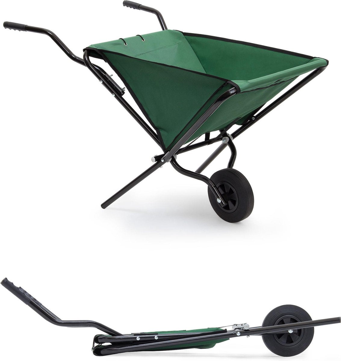  Relaxdays Kruiwagen Opvouwbaar - Inklapbare Tuinwagen - Vouwkruiwagen - Groen - 50 L