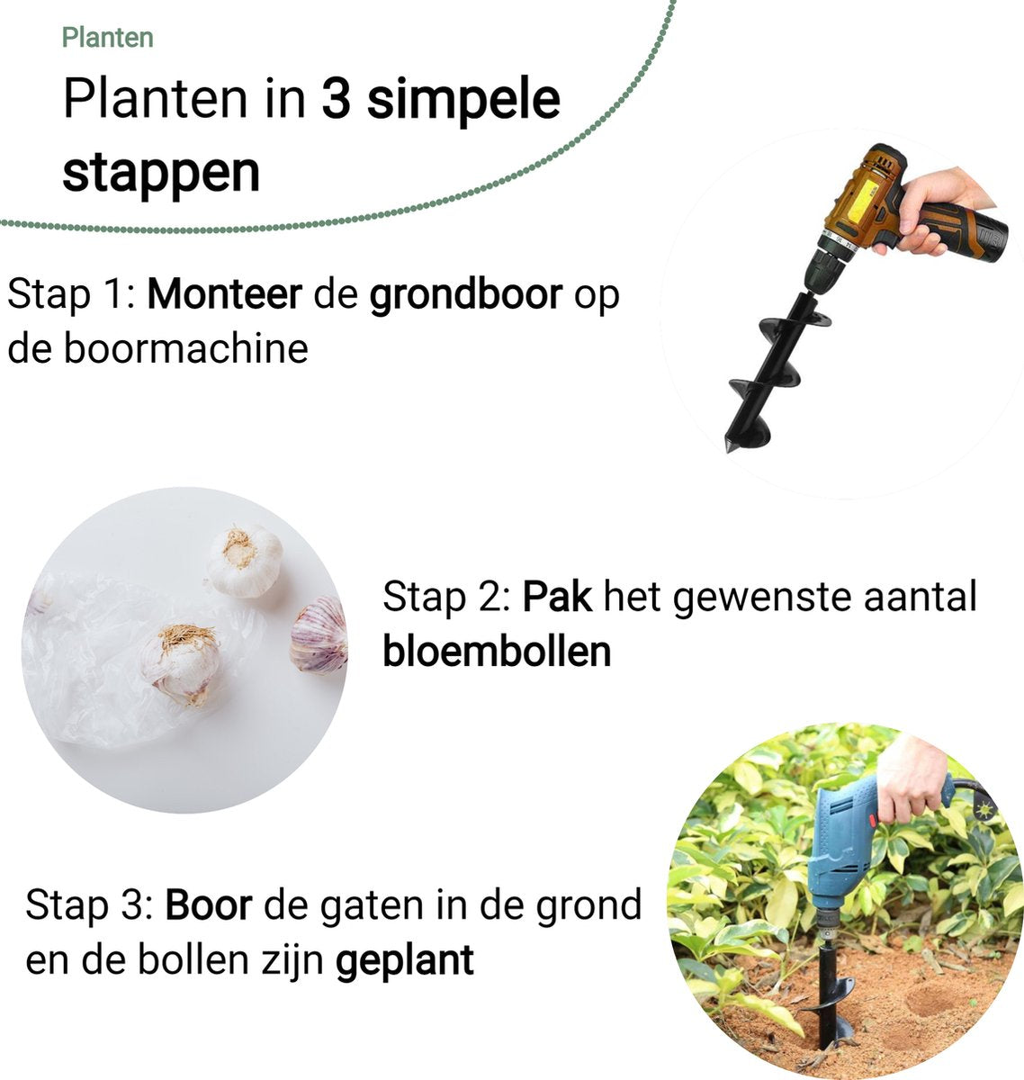  MaatWorkz - Grondboor - 25 CM - Boormachine - Bollenplanter - Moestuin - Palenboor - Boor - Tuin