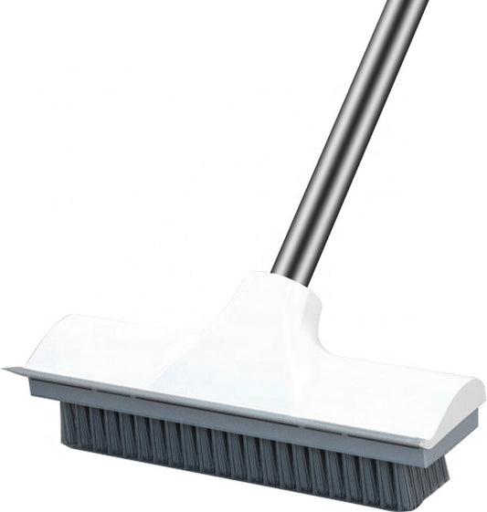  Synx Tools Luiwagen Borstel 2-in-1 Trekker - Badkamer Borstel Vloertrekker Met Steel Schrobborstel - Harde Borstelharen - Vloerwisser Badkamer - Met Telescopische Steel