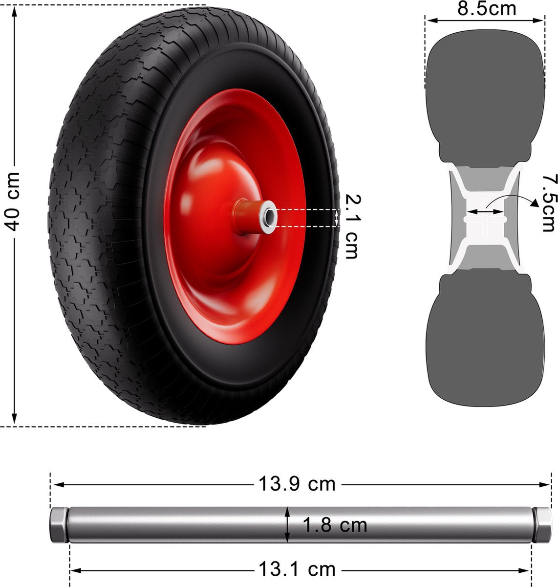  Gardebruk Kruiwagen 100 L - Kunststof Kuip – Tot 150KG Groen