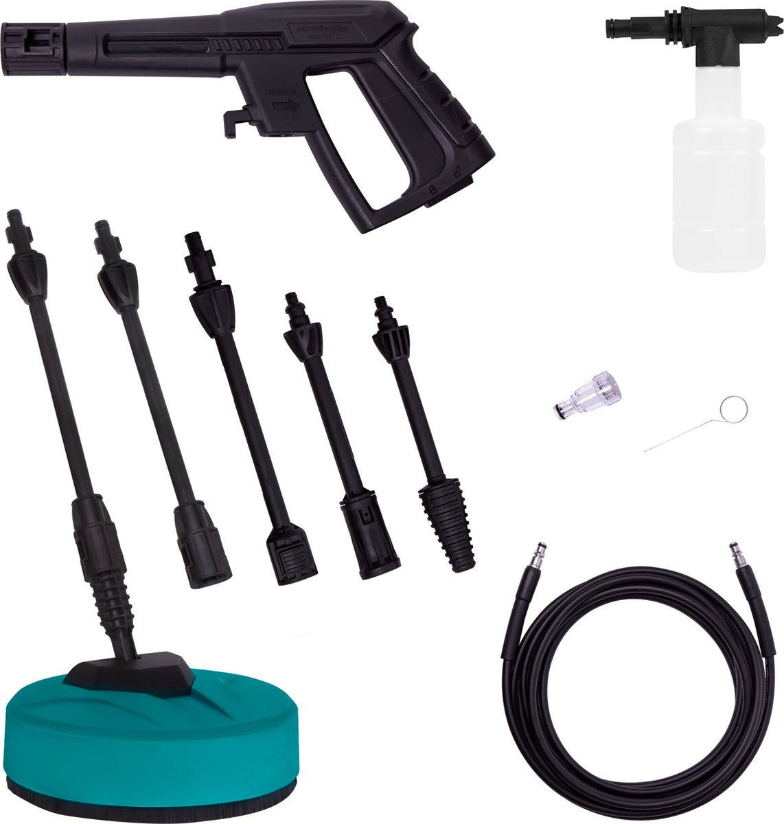  VONROC Hogedrukreiniger V14-2 - 1400W – 110 Bar – 390 L/h – Incl. 5m Slang, Reinigingsmiddelen Flesje, Terrasreiniger En Meer