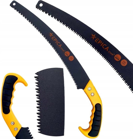  Tuin Handzaag - Takkenzaag - 17 Cm - Geel / Zwart - 350 Mm - Dubbel Gekarteld - Rubberen Handvat - Snoeizaag - Boomzaag - Houtzaag - Handzaag - Tuinieren