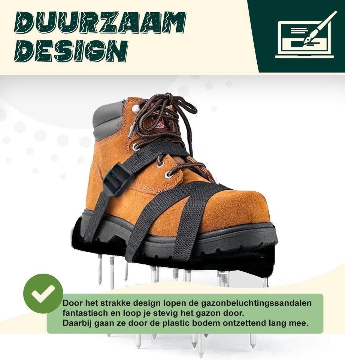 Merkloos Gazonbeluchtingssandalen Premium - Gazonbeluchter - Beluchter - Gazonverluchter - Gazonpriksandalen - Verticuteerroller - Graszaad - Gazonmest - Kerstcadeau - Voor Mannen - Voor Vrouwen - Cadeautjes- Vaderdag Cadeau- Geschenk- Cadeautjes