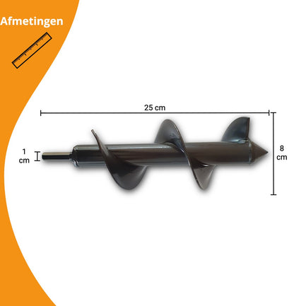  Grondboor Voor Boormachine - 8x25 Cm - Zwart