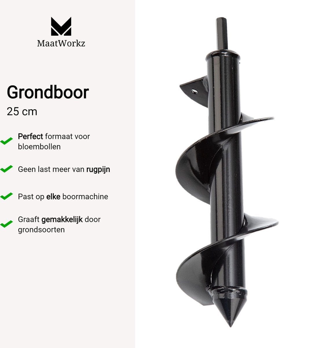  MaatWorkz - Grondboor - 25 CM - Boormachine - Bollenplanter - Moestuin - Palenboor - Boor - Tuin