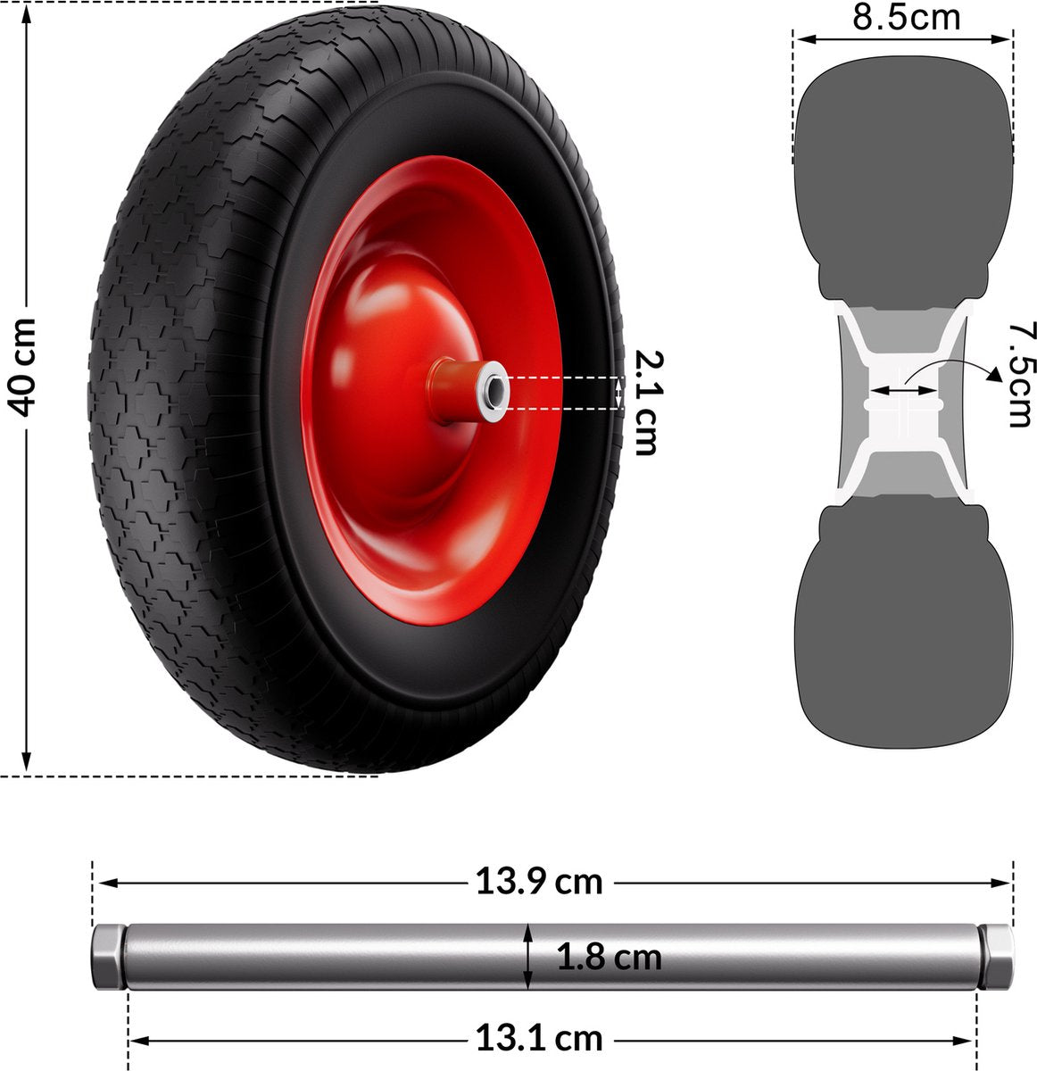  Gardebruk Kruiwagen 100L - Luchtband - 250kg Draagkracht Zilver