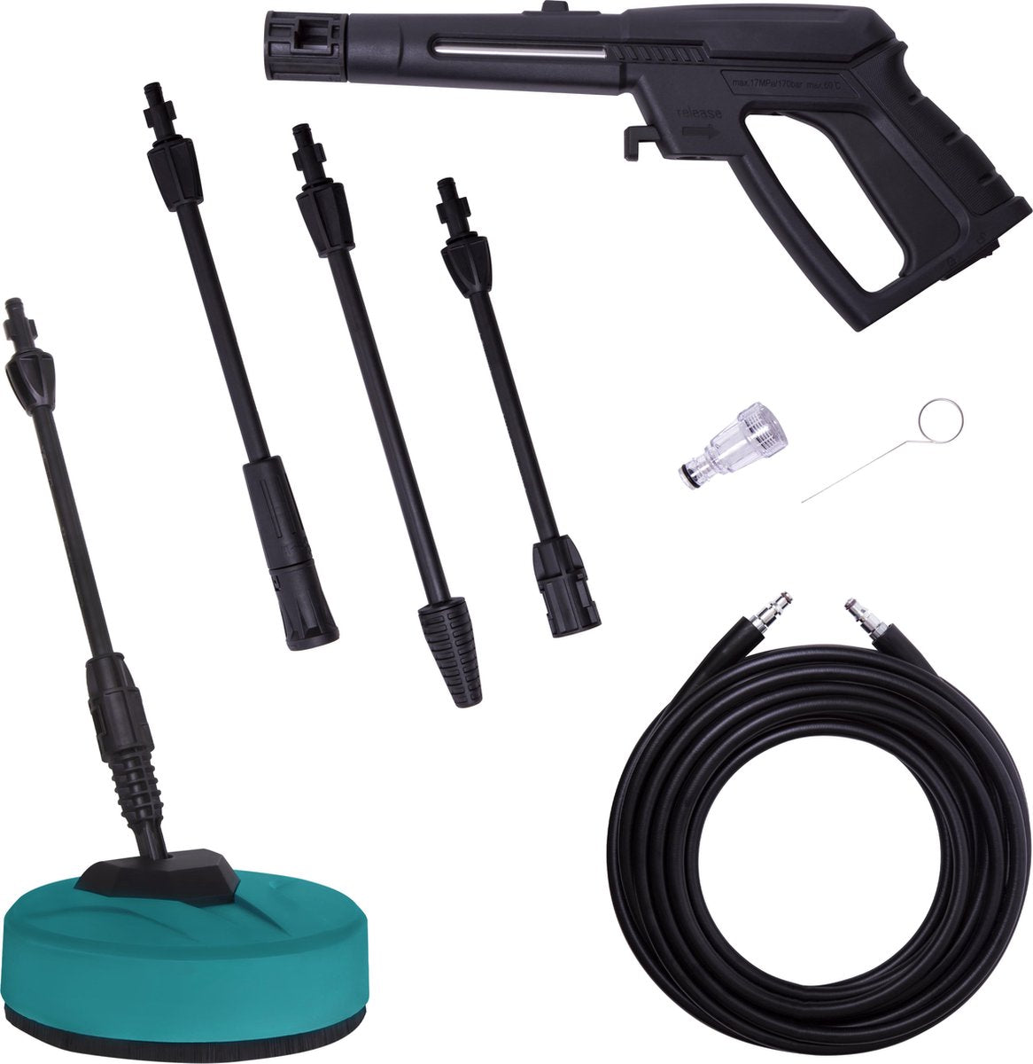 VONROC Hogedrukreiniger V18-2 1800W – 140 Bar – 420 L/h – Incl. 8m Slang, Geïntegreerde Reinigingsmiddelen Tank, Terrasreiniger, Spuitstukken En Accessoires