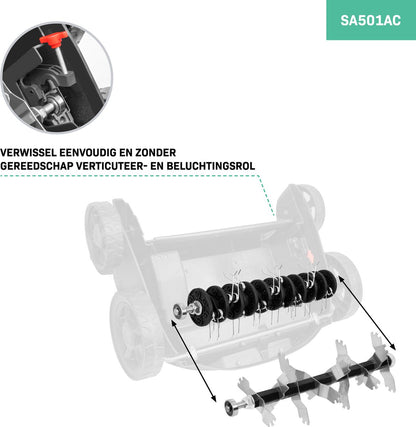  VONROC Elektrische Verticuteermachine - Gazonbeluchter – 1300W – Maaibreedte 320 Mm – 4 Dieptestanden (12/9/6/3 Mm) – Incl. 35L. Opvangbak
