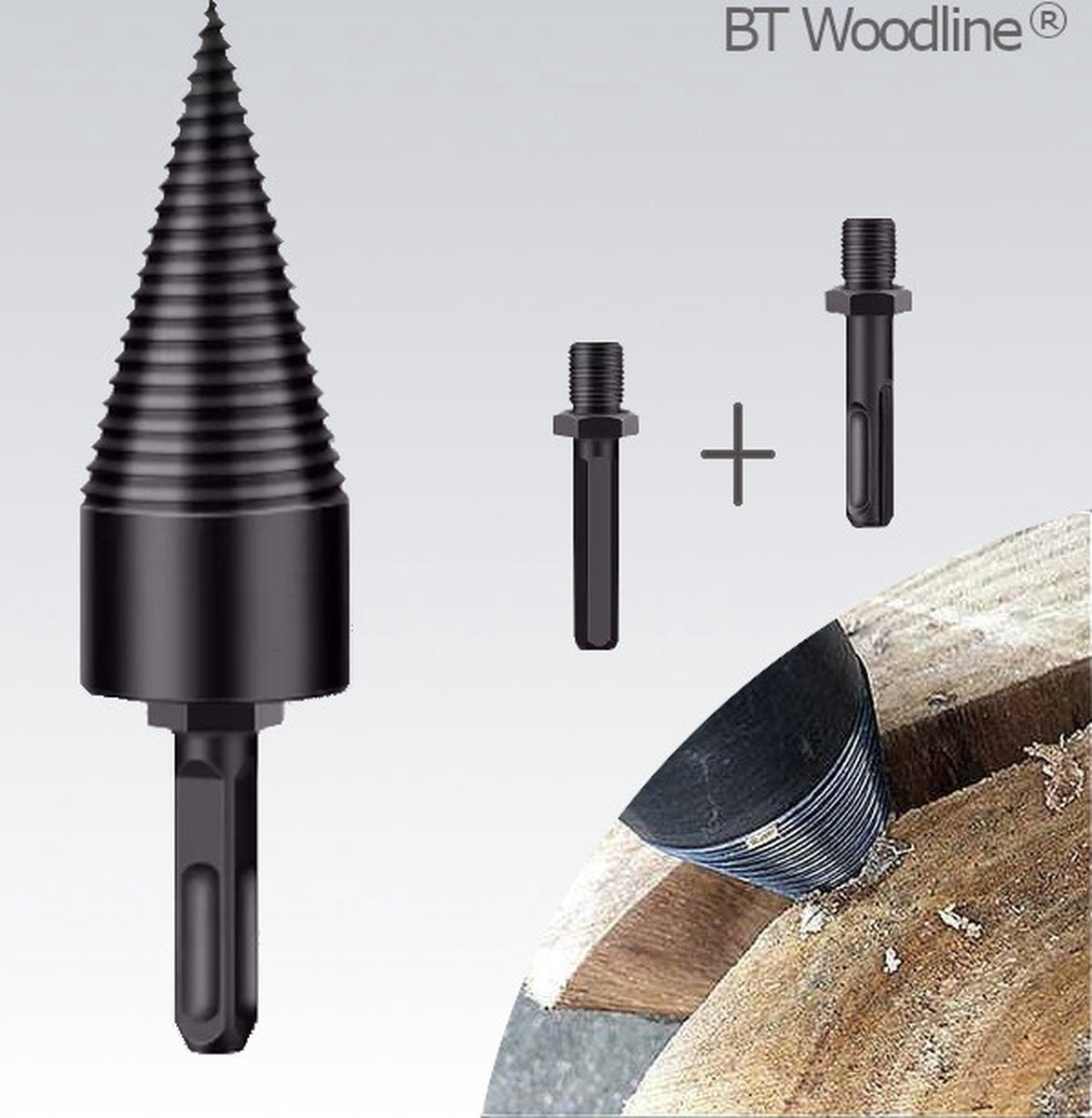  BT Woodline® | Houtklover Inclusief Opbergkoker | Houtsplijter | Houtkloof | Houtsplitter | Houtkloofboor | Kegelsplijter | Houtkliever | Aanmaakhout | Geschikt Voor Accutol, Schroeftol, Boormachine En Kloofmachines