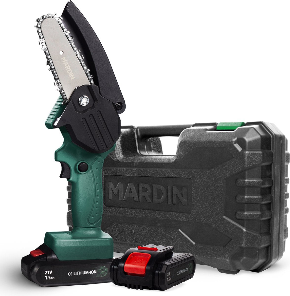  Mardin Mini Kettingzaag - Snoeizaag - Kettingzaag - Kettingzaag Electrisch Met 2 Accu - Inclusief Koffer - 1 Extra Accu - Groen