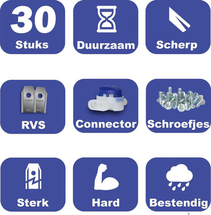  Mesjes Voor Gardena Robotmaaier - Husqvarna Automower - 30st - RVS Coated - Plastic Box + CONNECTOR
