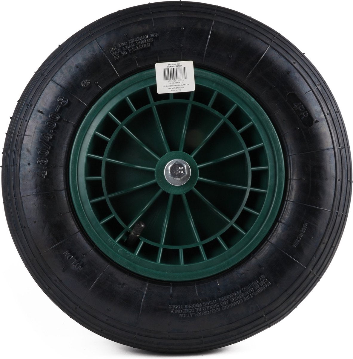  Kruiwagen Wiel 4.00 - 8 Luchtband Lijnprofiel - Asdiameter 20mm