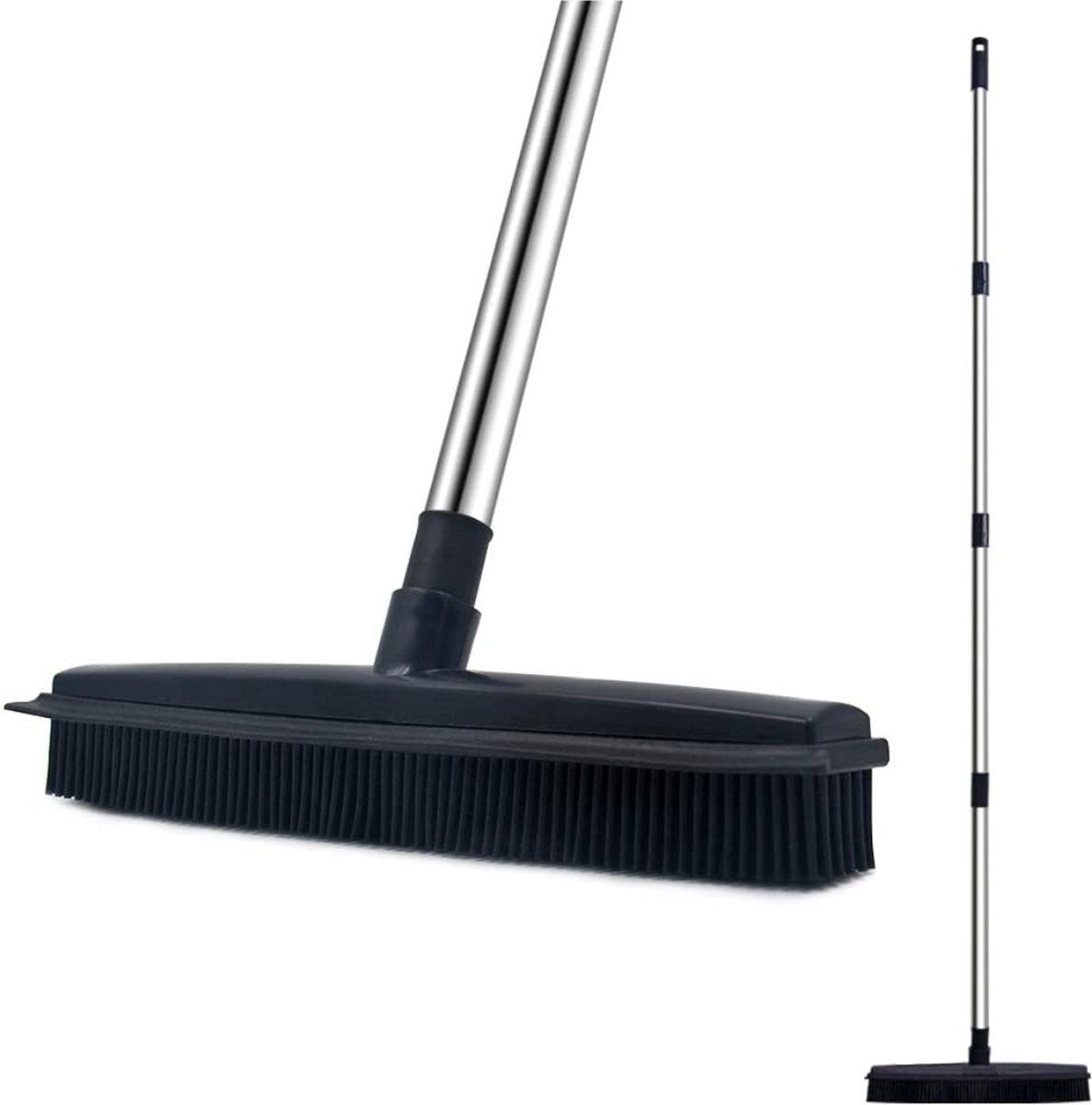  De Blaffende Kat 2 In 1 Rubberen Bezem – Bezem Binnen &amp; Buiten – Vloerwisser Met Steel - Vloertrekker – Veger - Extra Lang 160cm