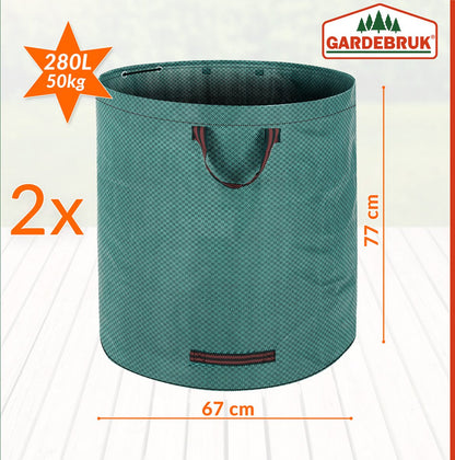  Gardebruk Tuinafvalzak - 2 Stuks 280L – 77x67cm/Opvouwbaar - Groen