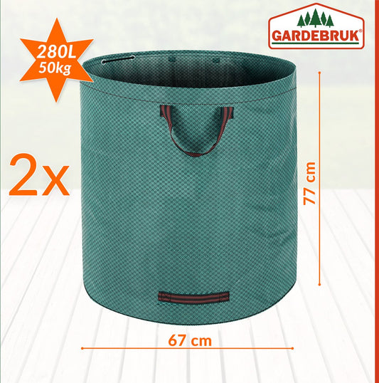  Gardebruk Tuinafvalzak - 2 Stuks 280L – 77x67cm/Opvouwbaar - Groen