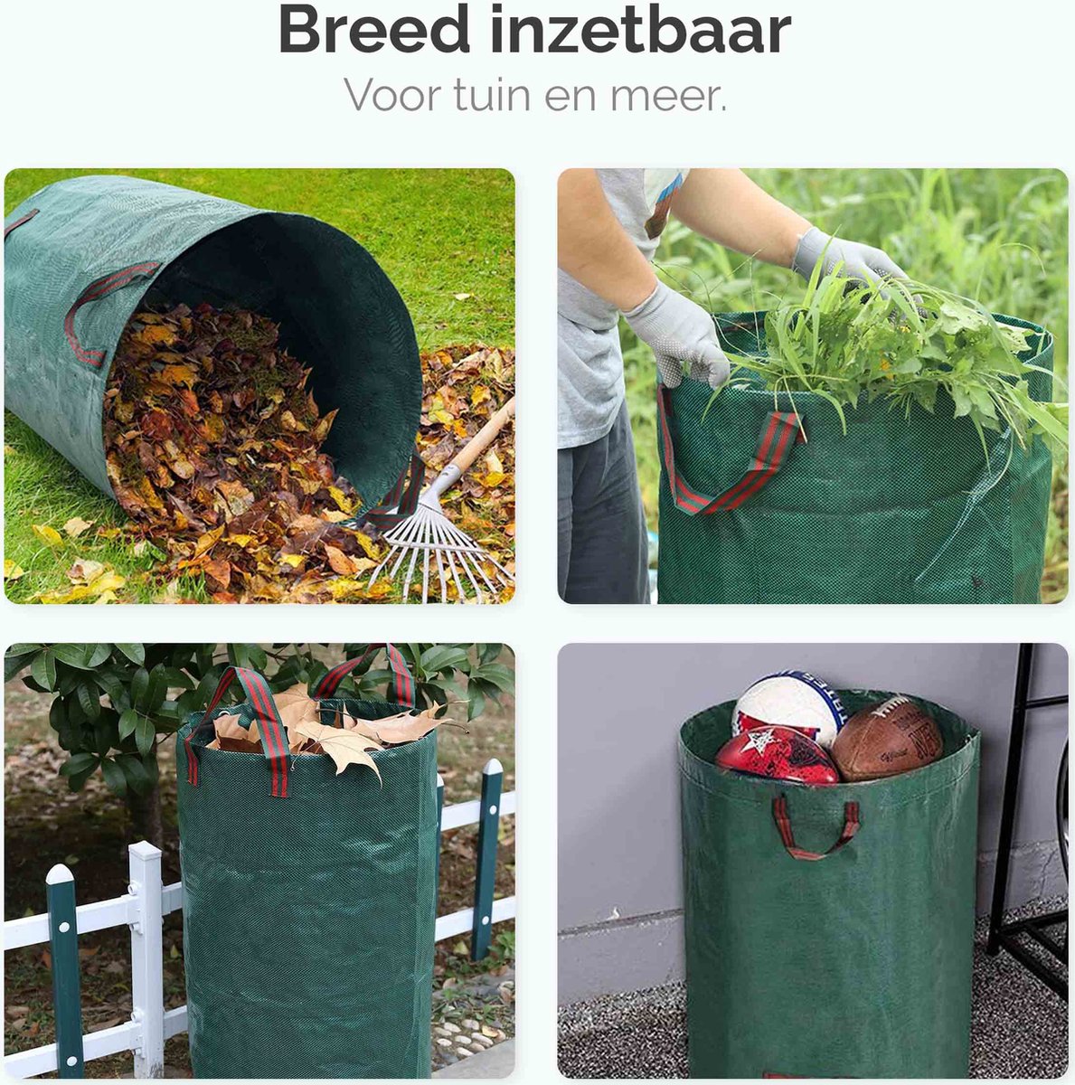  Goliving Tuinafvalzak - Set Van 2- Tuinafvalzakken Opvouwbaar - Tuinzak - Tuinafvalemmer - 2x 280 Liter - Groen