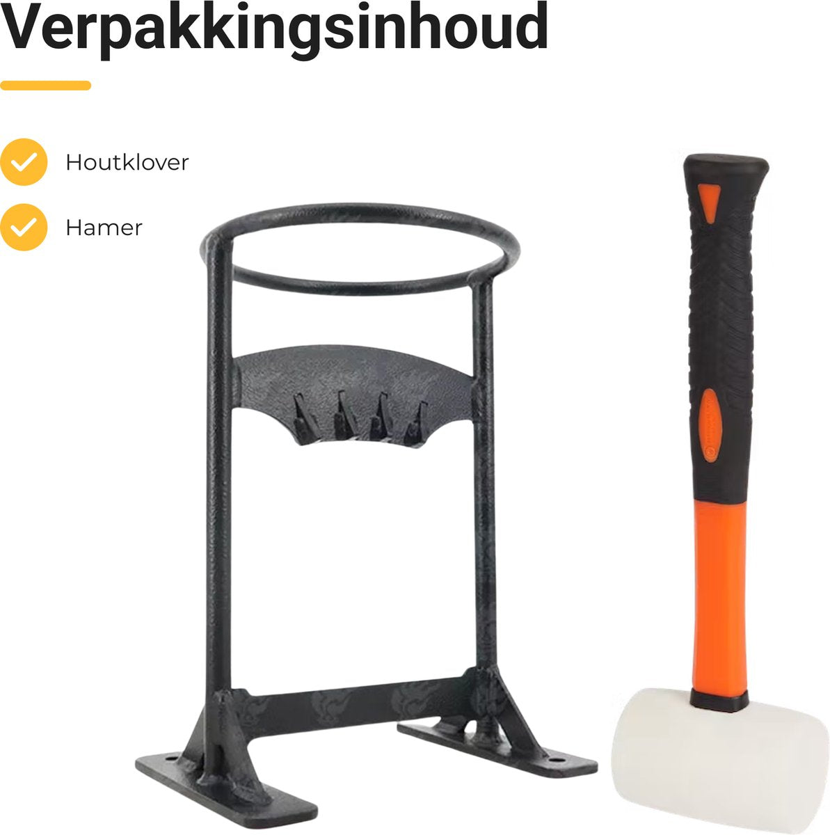  Maatworkz - Houtklover + Hamer - Houtsplijter - Houtkliever - Houtklover Voor Aanmaakhout - Gietijzer - Zwart