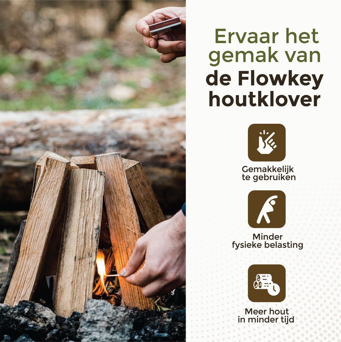  Flowkey® Houtklover XL - Houtsplijter Bijl - Houtkliever Kloofwig Gietijzer - Voor Hout &amp; Aanmaakhout - Inclusief Gratis Hamer